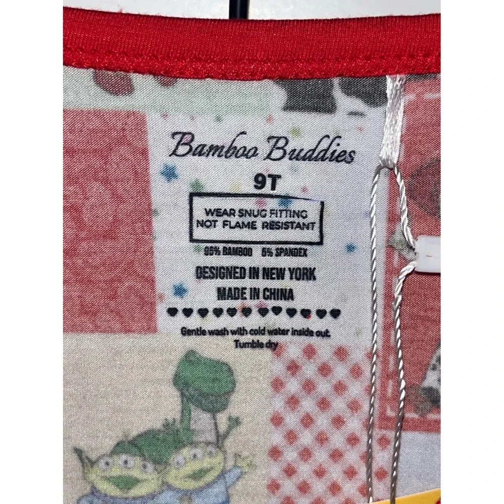 Bamboo Buddies Toy Story Pajama Set Girls Size 9 Bamboo Spandex‎ Sleepwear